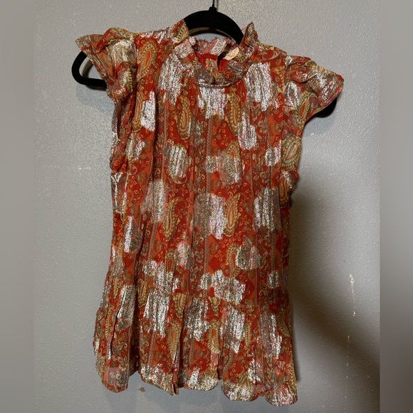NWT‎ Anthropologie Let Me Be Vanna Shimmer Paisley Top- 2 - Picture 2 of 12